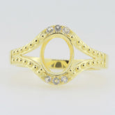 14K Yellow Gold & Diamond Semi Mount Ring Setting Oval OV 9x7mm Syzjewelry